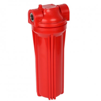 Фильтр магистральный для горячей воды (непрозрачный красный корпус 10") 1/2" без картриджа